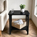 Solid Wood Small Black Side Table for Living Room, Bedroom