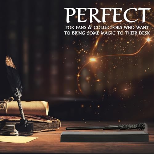 Harry Potter Floating Wand Pen with Magnetic Stand, HogwartsCollectibles in Gift Ready Box, Cool Desk Decor for Office, Gifts for Kids and Adults (Black 1 Pcs)