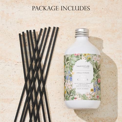 M&SENSE Reed Diffuser Set, Sage Citrus, 17oz Natural Essential Oil