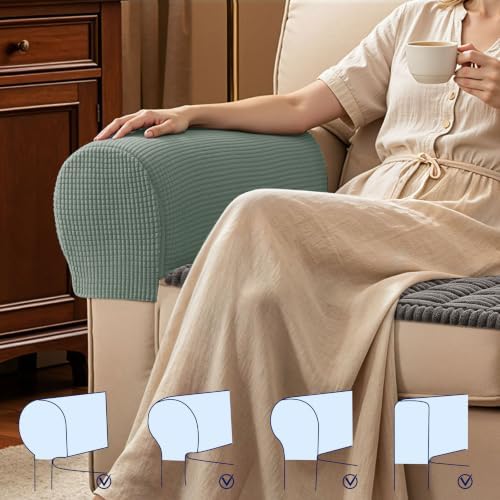 SUBRTEX Stretch Couch Arm Covers Set of 2, Non-Slip Sofa Armrest Slipcovers