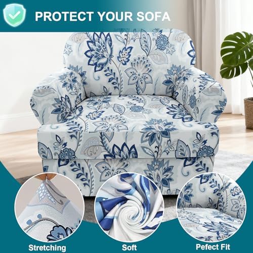 NILUOH 2-Piece T-Cushion Armchair Slipcover, Stretch Chair Cover with Separate Seat Cushion Cover, Soft Washable Furniture Protector for Living Room