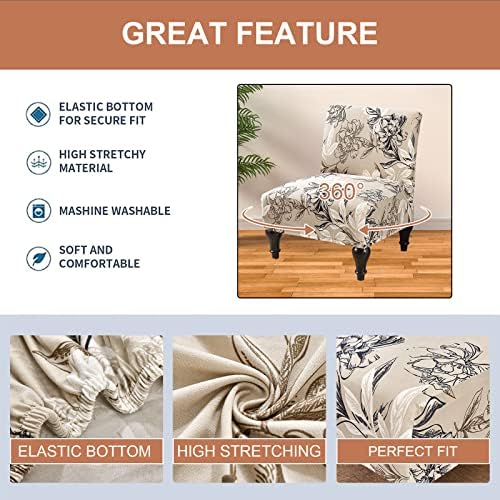 Eco-Ancheng Armless Chair Slipcover Removable Armless Accent Chairs Covers Washable Armless Slipper Chair Slipcover Printed Armless Chair Furniture Protector Covers for Living Dining Room Hotel
