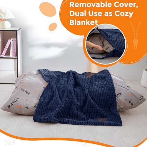 MAXYOYO Kids Bean Bag Chair, 3 in 1 Convertible Bean Bag Sofa with Removable Cover for Children, Soft Floor Lounger with Supportive Shredded Foam Filling, Floor Cushion Chair for Living Room, Playroom