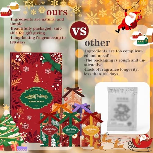 SCENTORINI Christmas Scented Sachets for Drawer and Closet, 6 Pack XL