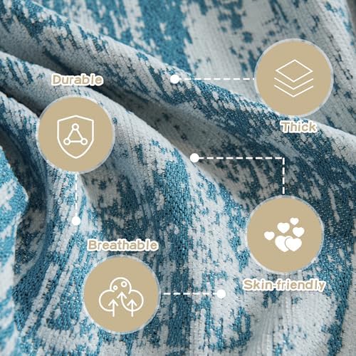 MEETSKY Boho Sofa Cover Sofa Slipcover Thick Chenille Blue Couch Cover for 3-4 Cushion Couch Sofa Reversible Universal Couch Cushion Cover XXL Sofa Protector for Dog Cat, 91"x150"