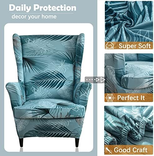Wing Chair Slipcover, 2-Piece Printed Wingback Chair Cover