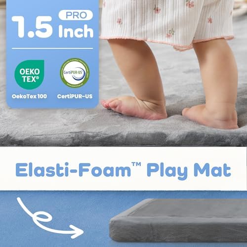 1.5" Thick Baby Play Mat for Floor,59x79 Large Memory Foam Tummy Time Mat