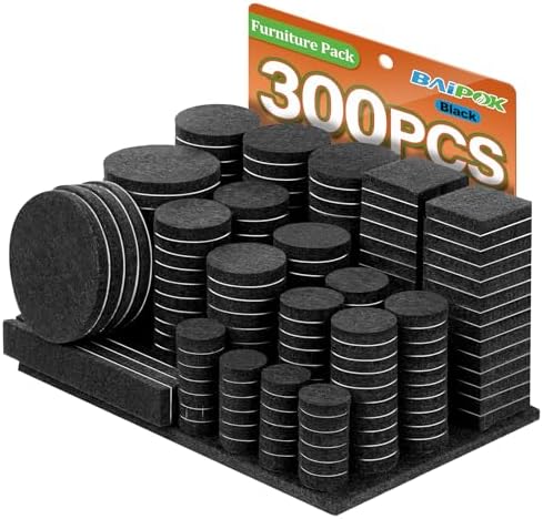 Furniture Pads 300 Pack Furniture Felt Pads for Hardwood Tile Floors, Black