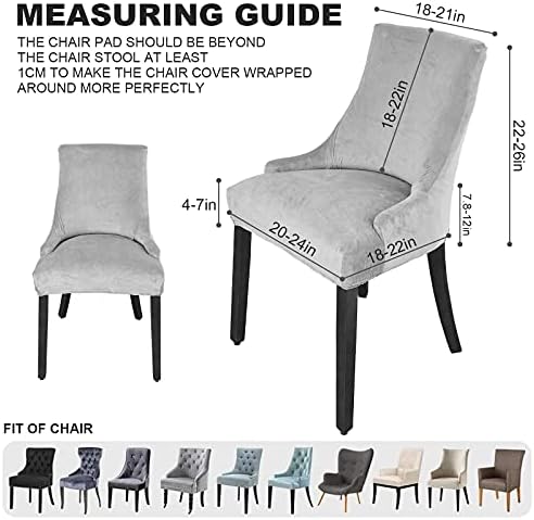 MIFXIN Velvet Wingback Chair Cover Slipcover Stretch Washable Sloping Armchair Dining Chair Protector Seat Cover for Dining Room Banquet Home Party Decor (Set of 4, Navy Blue)