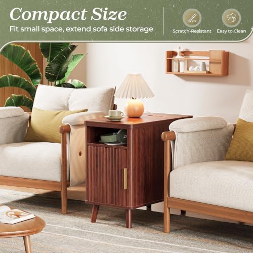 Huuger Narrow End Table with Charging Station, USB-C Port