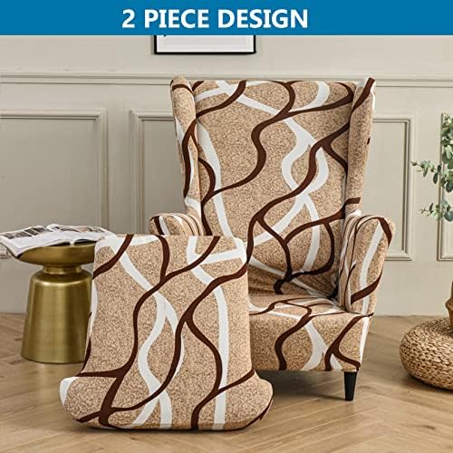 HZDHCLH Wingback Chair Slipcovers 2 Piece,Stretch Wingback Chair Covers, Spandex Wing Chair Slipcovers for Living Room Armchair,Washalbe Sofa Slipovers
