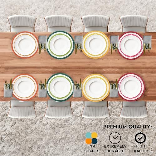 ALPHA Living HOME Beaded Placemats Set of 4 Multi Round Glass Chargers