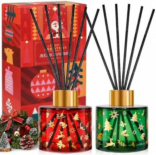 STRN Christmas Reed Diffuser Set, Diffuser with Sticks 2 Pack, 6.8 Fl Oz