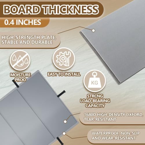 Bunkie Board Twin Size 38x75''- Premium 10mm Heavy Duty Low Profile Bed Board for Under Mattress, Breathable & Moisture Resistant,Noise Minimizing, Fits Metal FramesPlatform Beds (Grey)