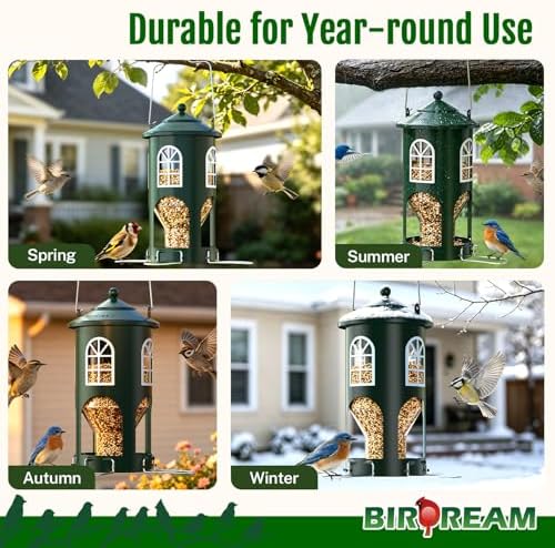 Birdream Metal Bird Feeder for Outdoors Hanging, Large Capacity, Green