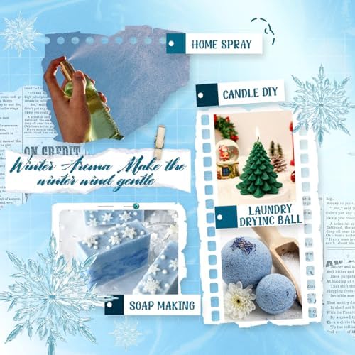 Winter Essential Oil Set, 6x10ml Fragrance Oils for Diffuser & Candle Making - Christmas Wreath, Gingerbread, Sugar Cookies, Hot Chocolate, Peppermint, Cinnamon Aromatherapy Oils for Home
