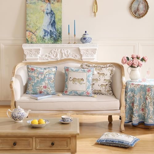patdrea Designer Vintage Blue Throw Pillow Cover,18"x18"