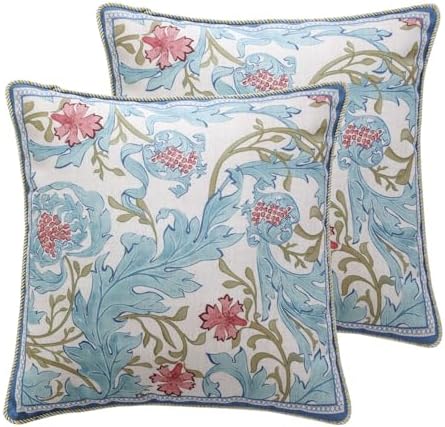 patdrea Designer Vintage Blue Throw Pillow Cover,18"x18",Set of 2