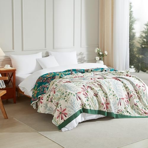 Boho Throw Blanket for Bed 60”x80”, 100% Cotton Blanket for Couch Sofa