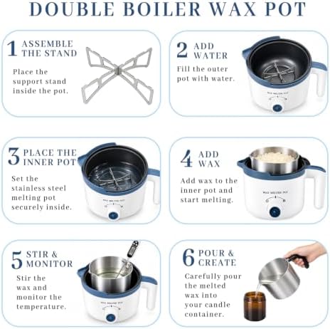 KQU Electric Double Boiler Wax Melting Pot for Candle Making with Spout