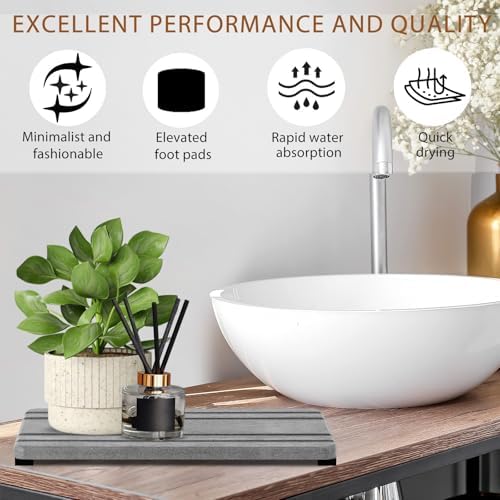 3PCS Water Absorbing Stone Tray, DryingNeat Diatomite Stone Sink Tray, Instant Dry Sink Coasters, Kitchen Sponge Hand Soap Holder, Countertop Fast Drying Counter Trays,8 * 4inch and 4 * 4inch