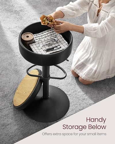 VASAGLE 360° Swivel Bar Stools Set of 2, Height Adjustable, with Storage