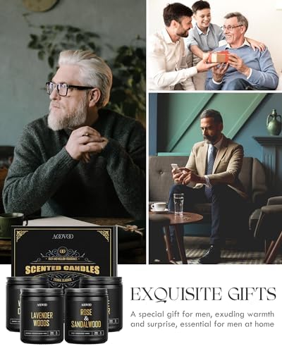 AOOVOO Scented Candles for Men - 4 Pack Candles for Home Scented