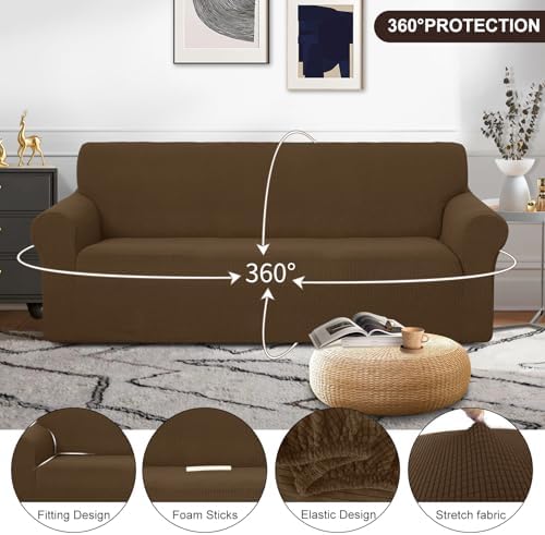 U-NICE HOME Oversized Stretch Couch Cover Slipcover, Brown