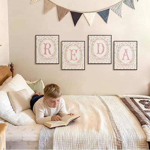 SkyCozy Pink Floral Girl Nursery Decor for Classroom Reading Corner Decor