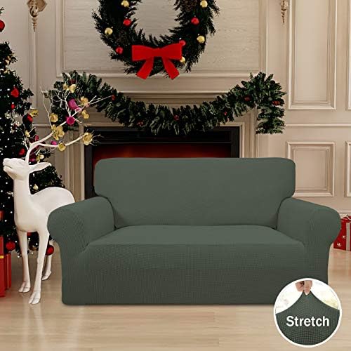 Easy-Going Stretch Loveseat Couch Covers Washable Olive Green