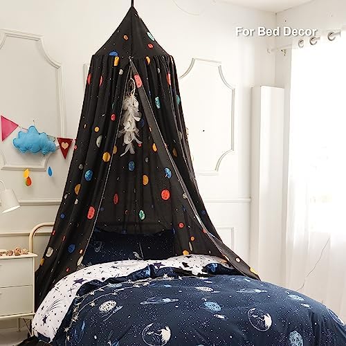 Bed Canopy for Kids, Printed Hanging Canopy for Baby Brib Kids Bed Room Decor Reading Nook Indoor Outdoor Playing Castle (Interstellar)