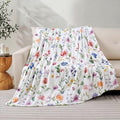 Floral Blanket Colorful Plants Wildflowers Throw Blanket Botanical Flowers Printed Blankets Soft Cozy Flannel Fleece Bed Blankets for Couch Sofa Bed Lounging