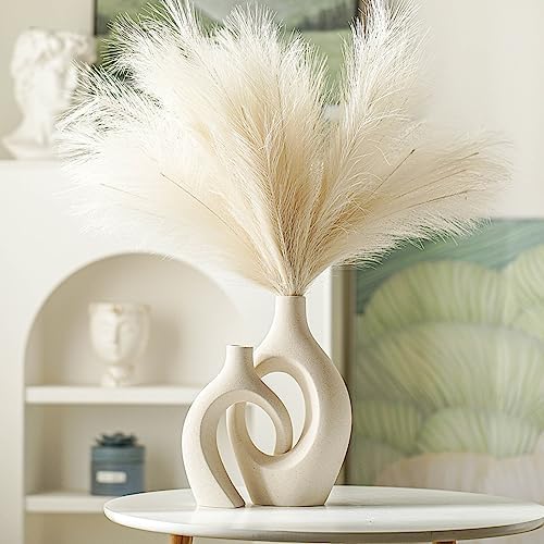 Lvases Snuggle Hollow Ceramic Vase of 2, Boho Nordic Modern Home Decor Vase