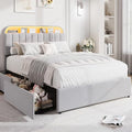 GarveeHome Queen Bed Frame, Platform Bed with Storage Headboard & Drawers
