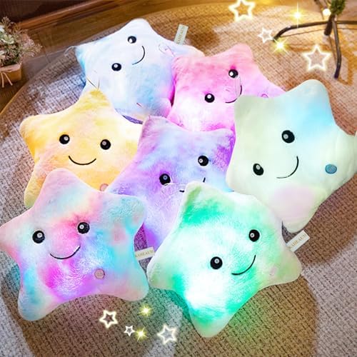 Creative LED Night Light Up Glowing Star Pillow for Kid Pillows Decor Boys Girl's Stuffed Animals Childrens Christmas Holiday Birthday Gifts,Twinkle Star Soft Plush Toys Cushion Throw Pillows