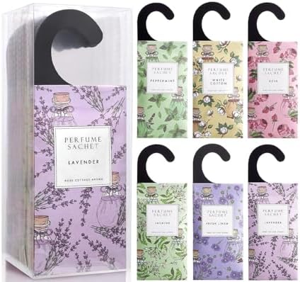 Large 12 Packs Hanging Scented Sachets Long-Lasting Closet Deodorizer Air Freshener Fabric Refresher Odor Eliminator for Drawer Home Fragrance Gift Set?6 Scents?