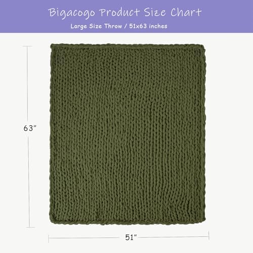 Bigacogo Chunky Knit Throw Blanket for Couch, 51x63 inches, Yellow Green