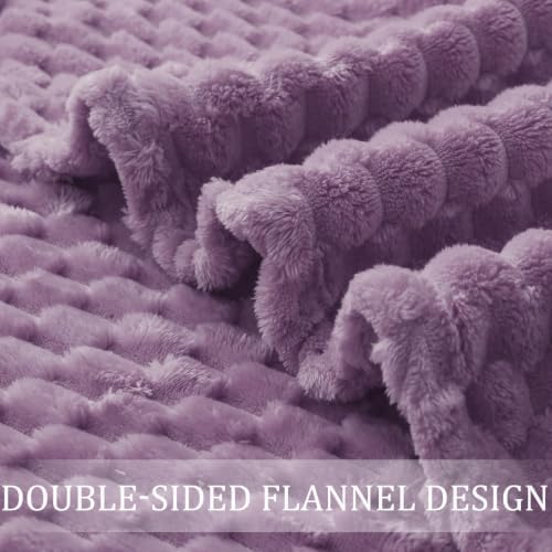 Exclusivo Mezcla Large 3D Fleece Throw Blanket for Couch, Grayish Purple
