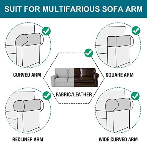Turquoize Stretch Armrest Covers for Chairs and Sofas Couch Arm Covers for Sofa Spandex Jacquard Armrest Cover Anti-Slip Furniture Protector Armchair Slipcovers for Recliner Set of 4, Macchiato