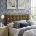 Modway Lily Faux Leather King Size Headboard with Biscuit Tufting in Mushroom - Vegan Leather Upholstery with Padded Design and 5 Height-Adjustable Mounts