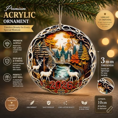 Deer Christmas Ornaments 2026, Hunting Ornaments for Christmas Tree, Deer Hunting Gifts for Men, Grandpa, Dad, Husband, Woodland Holiday Tree Ornament, Gift Exchange Present