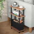 Apicizon Narrow Side Table with Fabric Basket, 3-Tier End Table,Brown Black