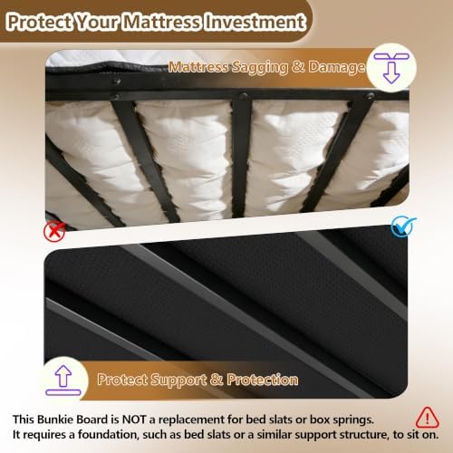 Bunkie Board King Size (76x80) Premium 10mm Heavy Duty Anti-Sag Mattress Support Board Noise Minimizing,Moisture Resistant Fits Metal FramesPlatform Beds (Black)