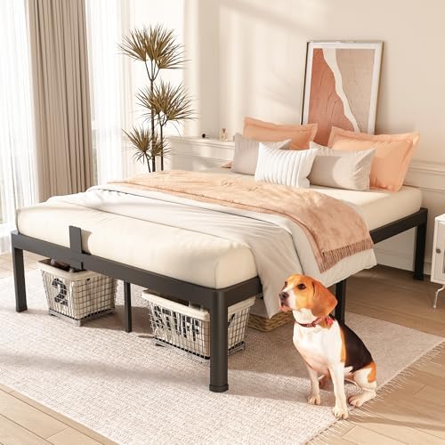 18 Inch Full Metal Bed Frame with Rounded Corner,Mattress Retainer