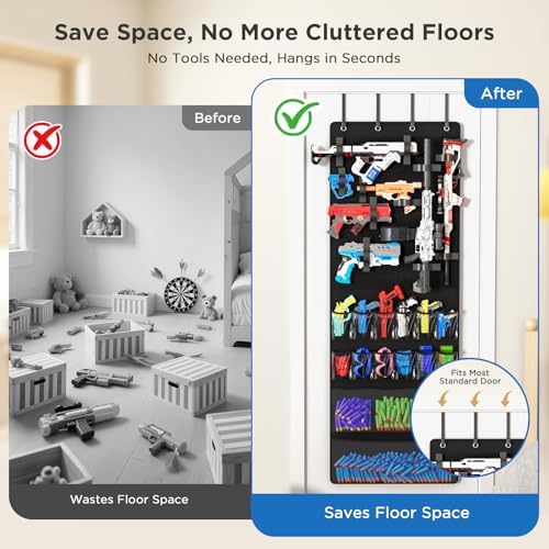 Mefirt Over the Door Storage for Nerf Guns, Toy Blasters Storage Organizer