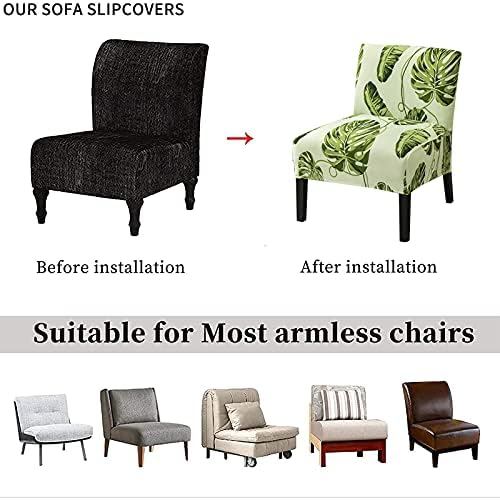 Eco-Ancheng Armless Chair Slipcover Removable Armless Accent Chairs Covers Washable Armless Slipper Chair Slipcover Printed Armless Chair Furniture Protector Covers for Living Dining Room Hotel