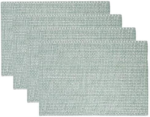 Sweet Home Collection 100% Cotton Placemats for Dining Room Rectangle Two Tone Woven Fabric 13" x 19" Soft Durable Table Mat Set, Set of 4, Pale Green