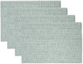 Sweet Home Collection 100% Cotton Placemats for Dining Room Rectangle Two Tone Woven Fabric 13" x 19" Soft Durable Table Mat Set, Set of 4, Pale Green