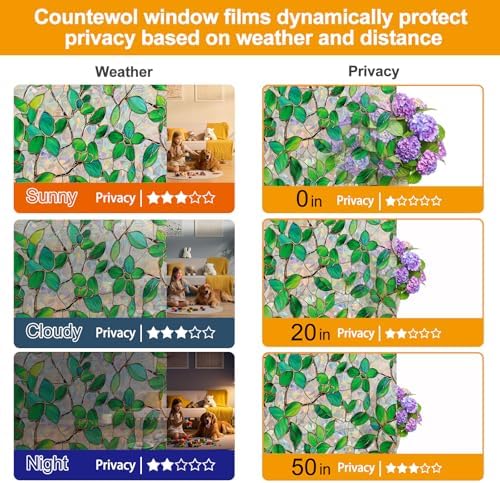 Rainbow Stained Glass Window Privacy Film Static Cling23.6x78.7in