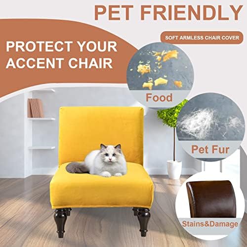 Eco-Ancheng Armless Chair Slipcover Removable Armless Accent Chairs Covers Washable Armless Slipper Chair Slipcover Printed Armless Chair Furniture Protector Covers for Living Dining Room Hotel